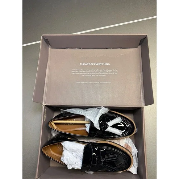 Franco Sarto Womens Black Patent Tassel Loafers Platform Lug Sole  7.5M - Picture 11 of 15